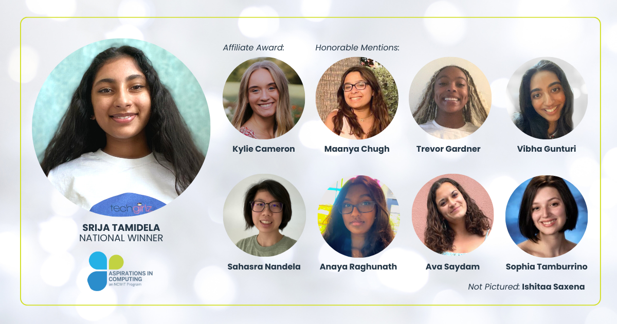 Images of Teen Advisory Board members that were recognized by NCWIT